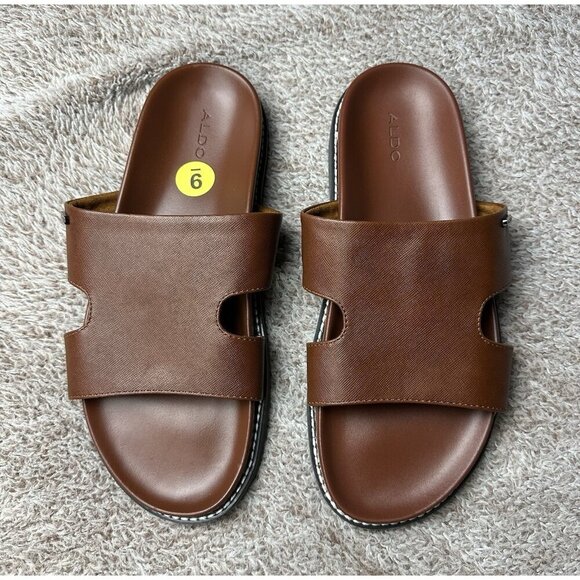 Aldo Mondi Men’s Slide Sandals. PU Leather. Brown. Sz: 9 US. NWOB main image 12